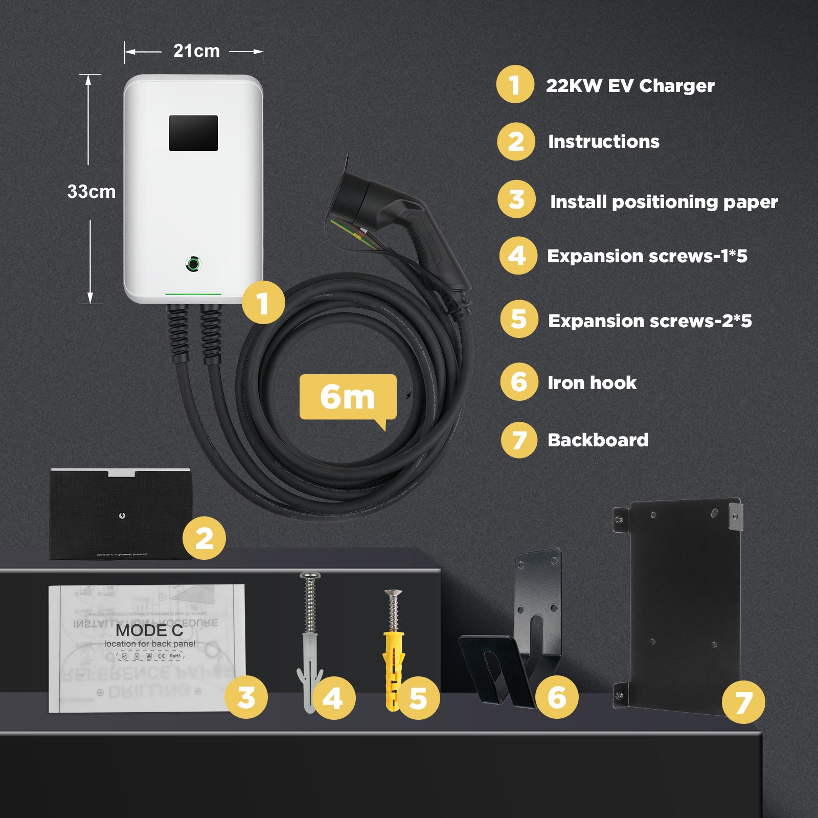 Morec 22KW 400V APP EV Charging Station With Type 2 Plug For EVs & PHEVs - MC20CAPP