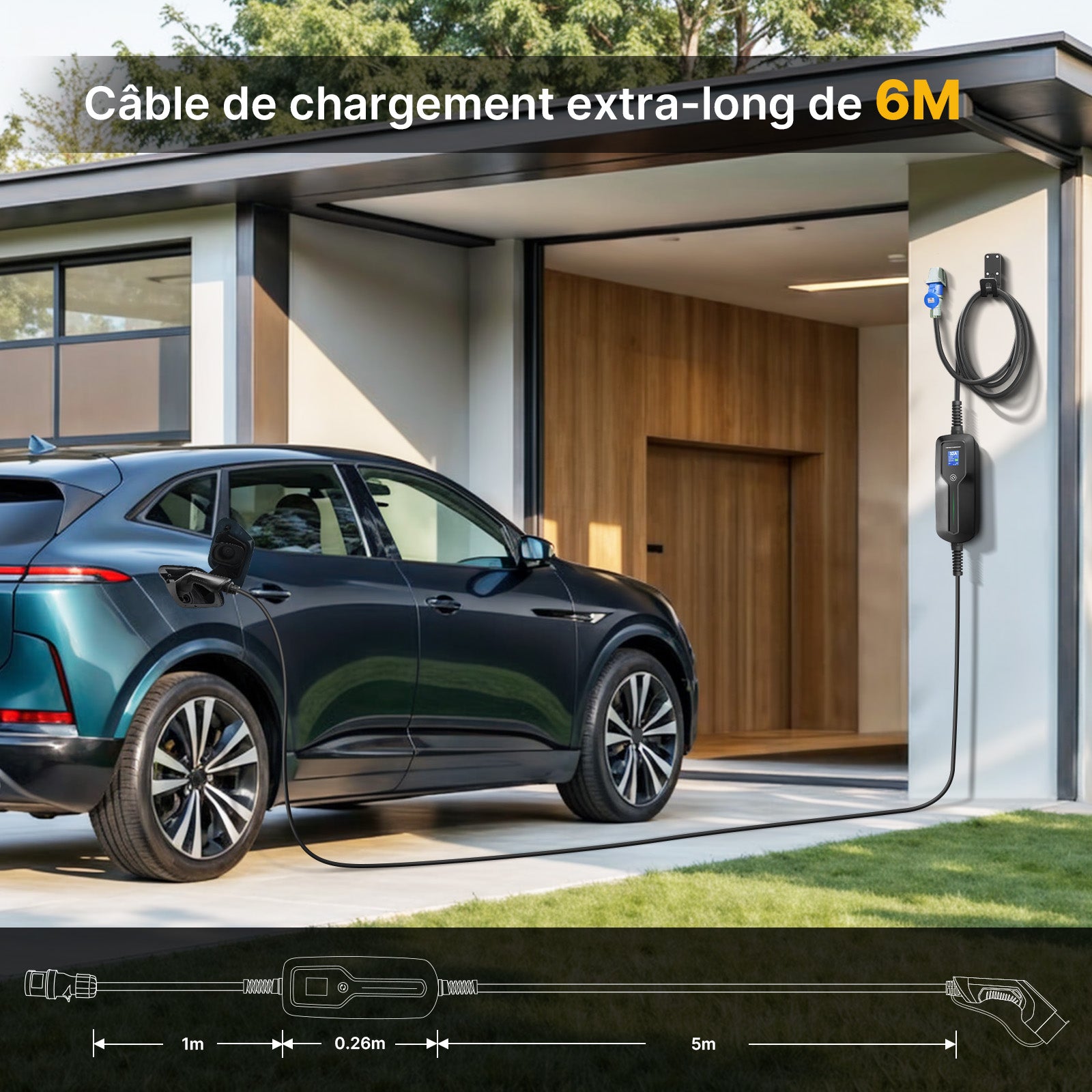 MOREC Type 2 Max 7.2KW Portable EV Charger Fast Electric Charging Solution with CEE Plug - PCD041