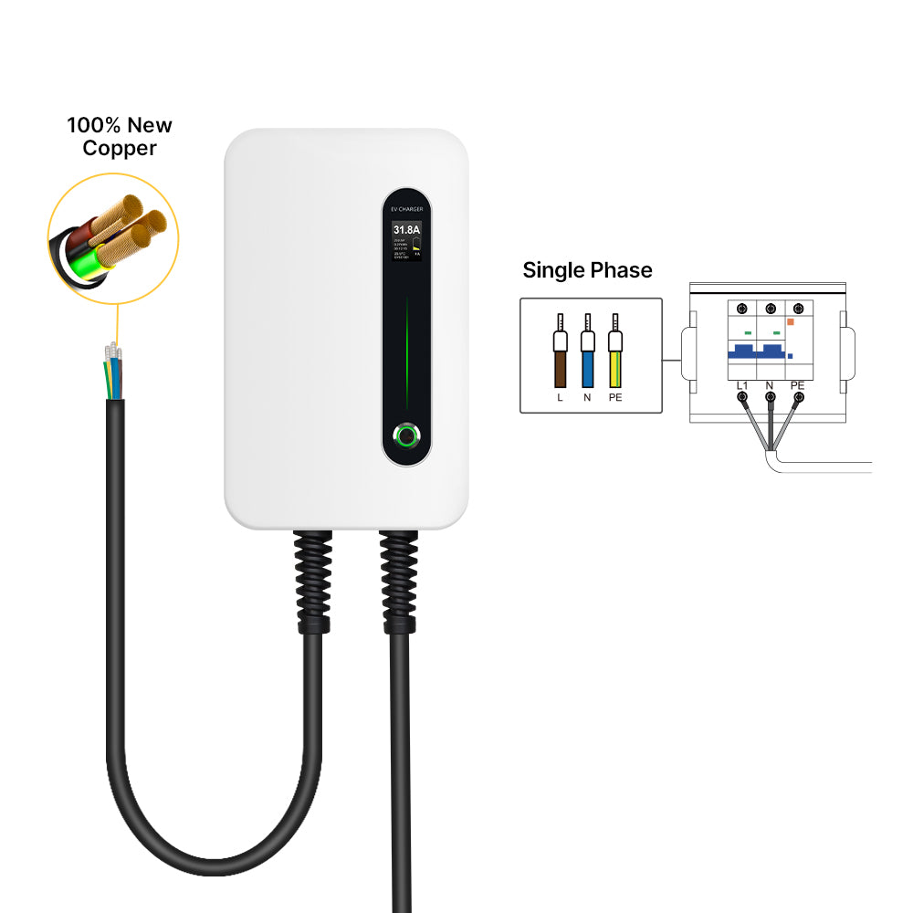 MOREC EV Wallbox Charger with Type 2 Plug 7KW EV Charging Station with LCD Display - F30