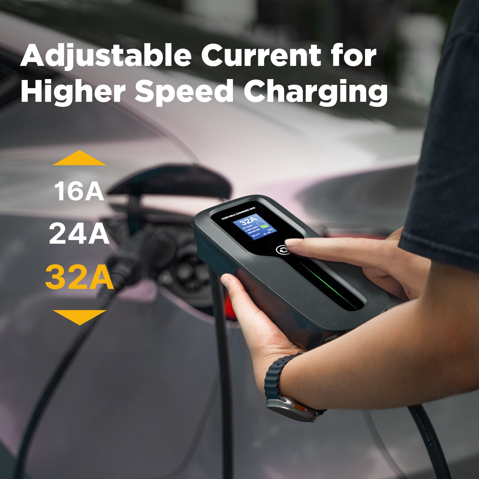 MOREC Type 2 Max 7.2KW Portable EV Charger Fast Electric Charging Solution with CEE Plug - PCD041
