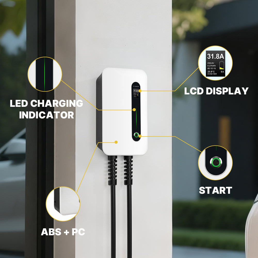 MOREC EV Wallbox Charger with Type 2 Plug 7KW EV Charging Station with LCD Display - F30