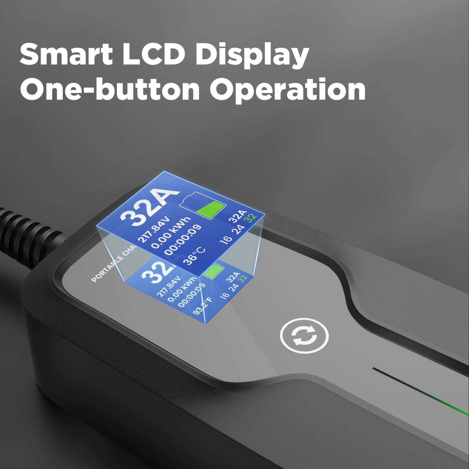 MOREC Type 2 Max 7.2KW Portable EV Charger Fast Electric Charging Solution with CEE Plug - PCD041