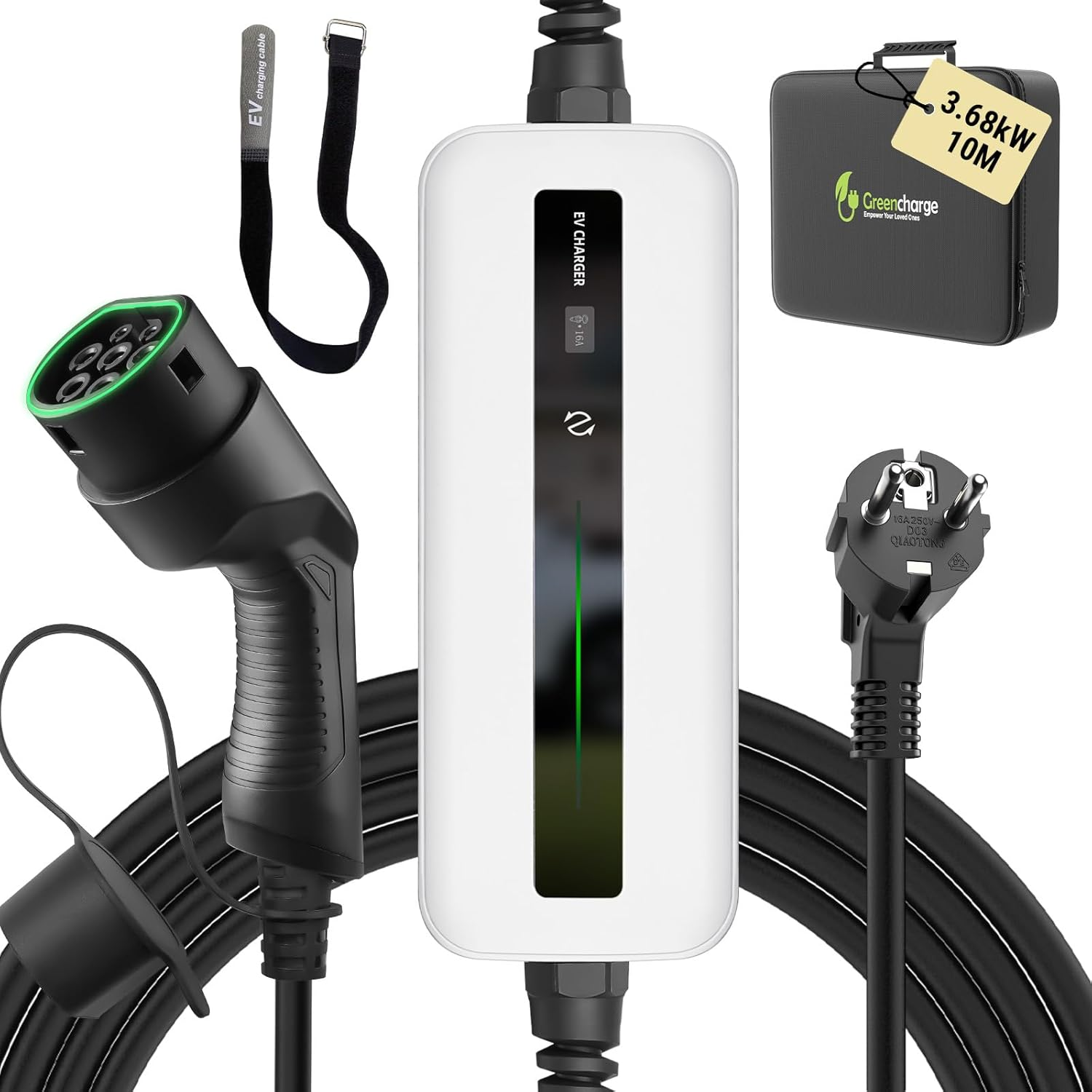 Chargeur EV portable intelligent MOREC Type 2 Max 3,6 kW avec prise Schuko - PCD018T2