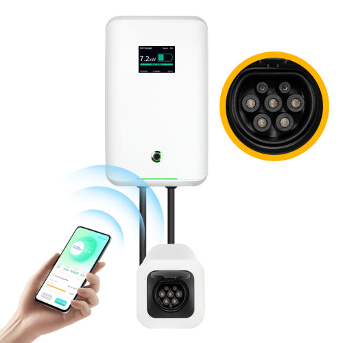 Cargador Wallbox MOREC 7KW Controlado por APP con Toma Tipo 2 Con Obturador ANTITOQUE - MC20AAPP