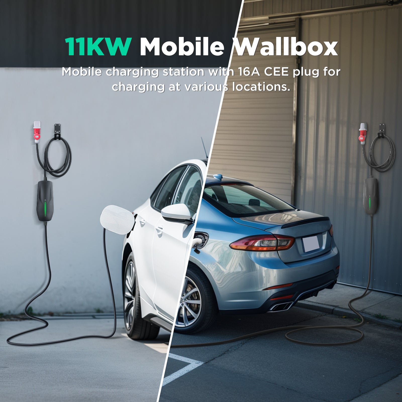 Morec Mobile Wallbox 11KW Fixed Current Type 2 Portable EV Charger With CEE Plug