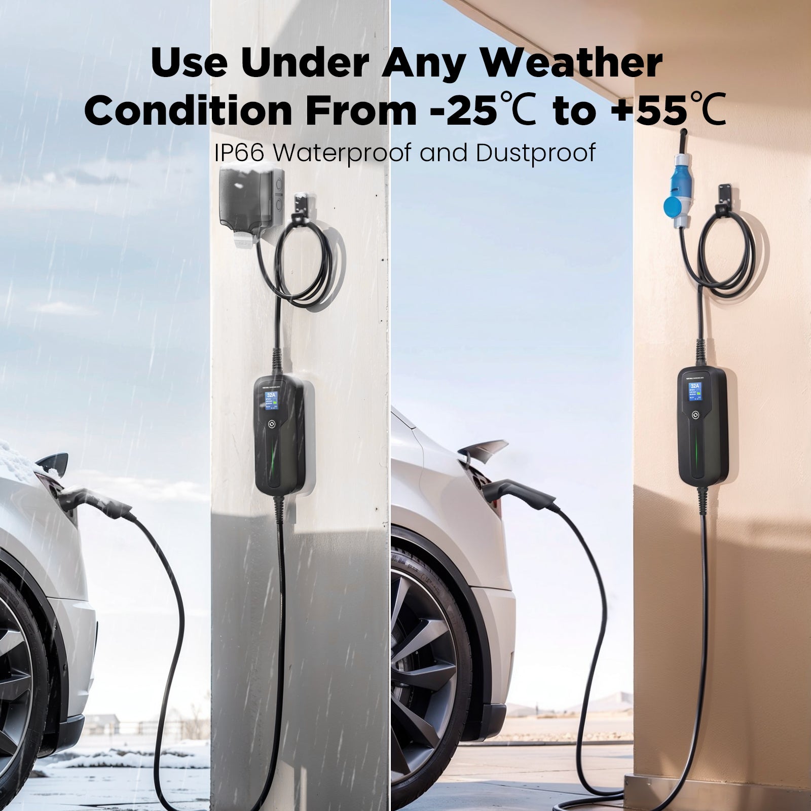 MOREC Type 2 Max 7.2KW Portable EV Charger Fast Electric Charging Solution with CEE Plug - PCD041