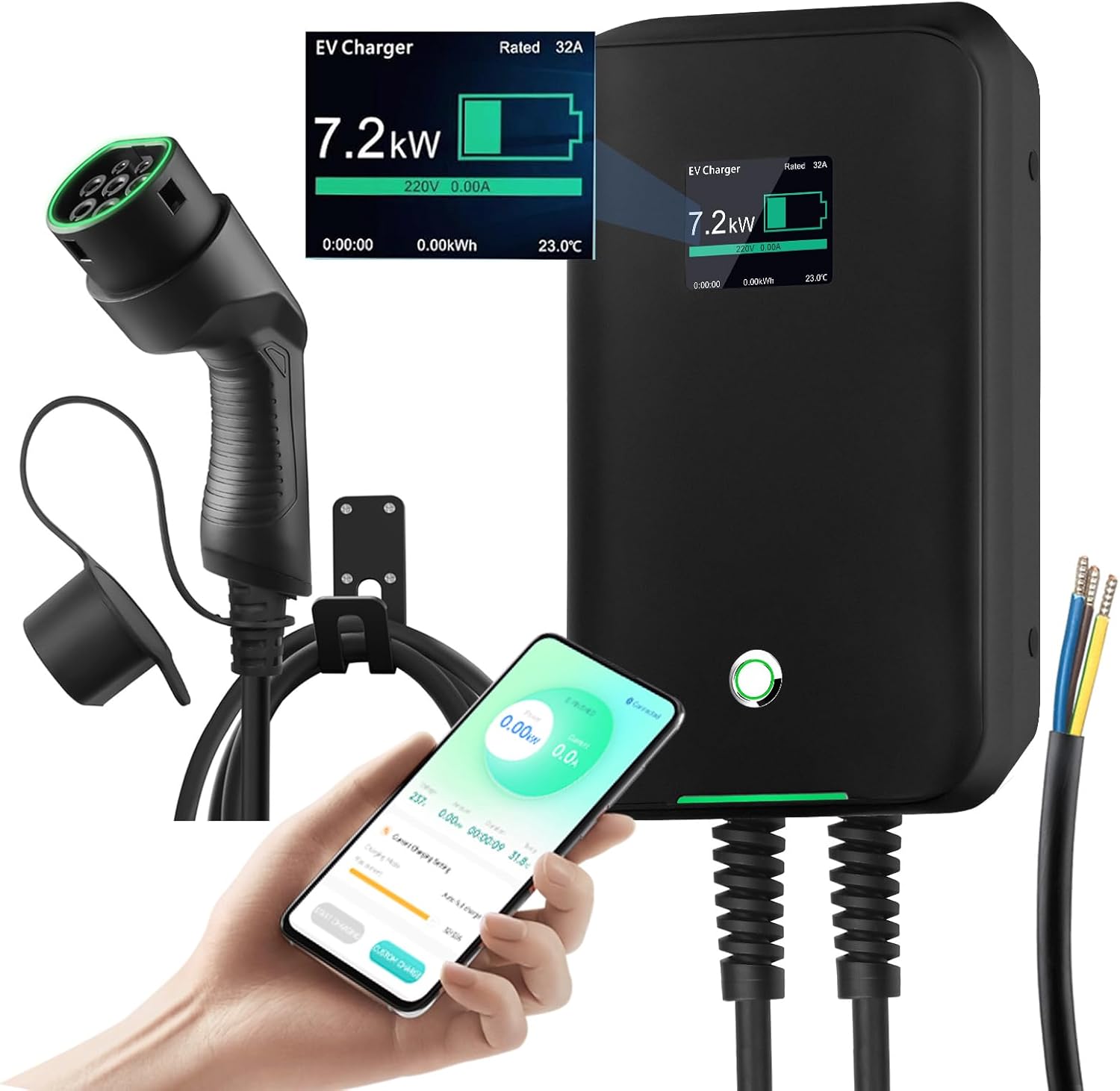 MOREC EV Wallbox Chargeur avec prise de type 2 APP Control 7/11/22KW EV Chargeur - MC20CAPP