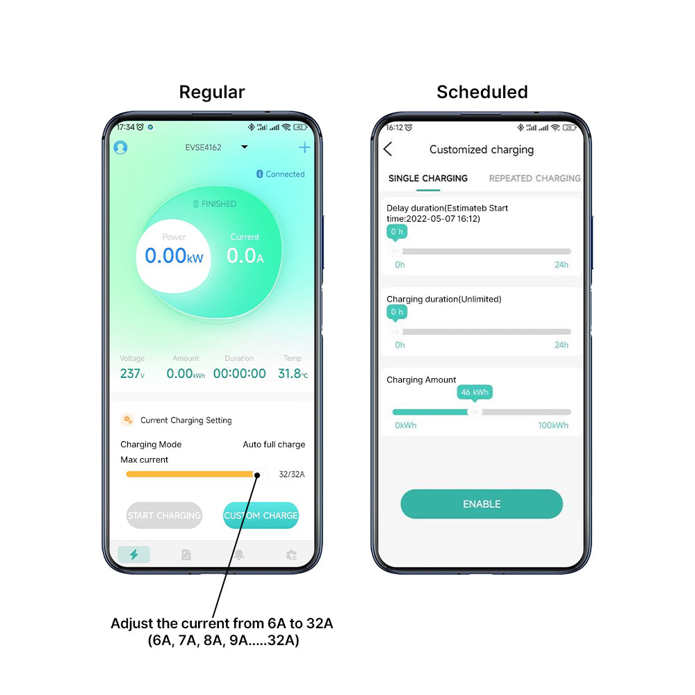 MOREC EV Wallbox Charger with Type 2 Plug APP Control 7/11/22KW EV Charger - MC20CAPP
