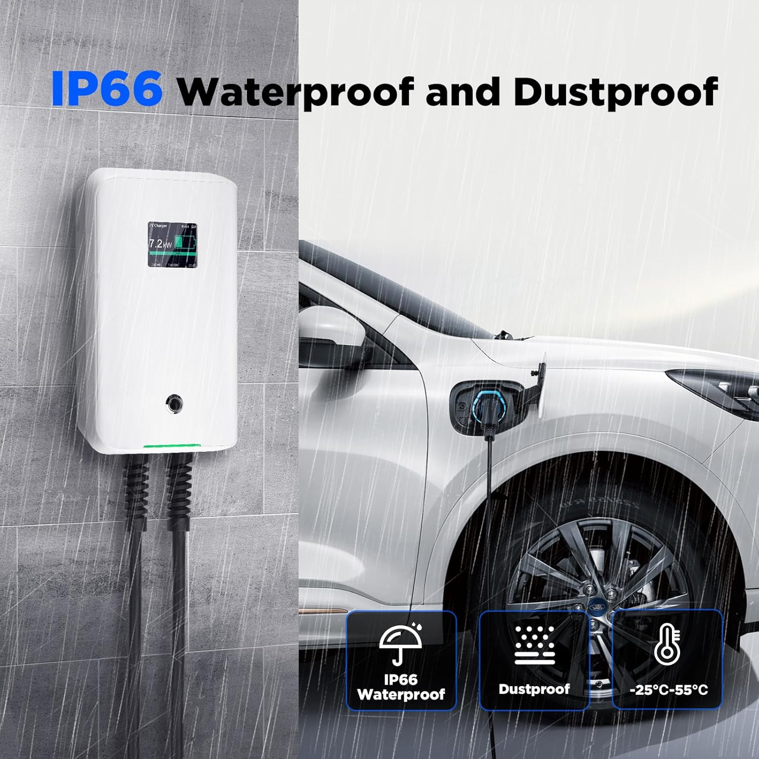 MOREC EV Wallbox Charger with Type 2 Plug APP Control 7/11/22KW EV Charger - MC20CAPP