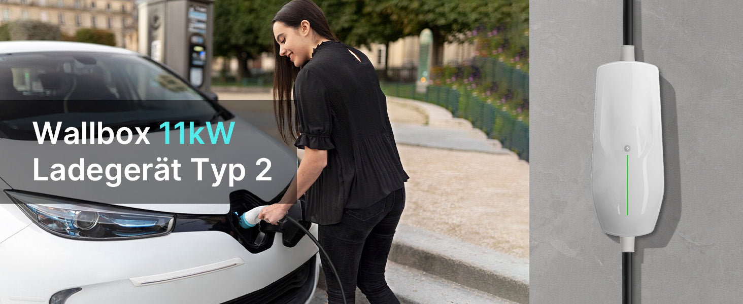 Morec Mobile Wallbox 11KW Fixed Current Type 2 Portable EV Charger With CEE Plug