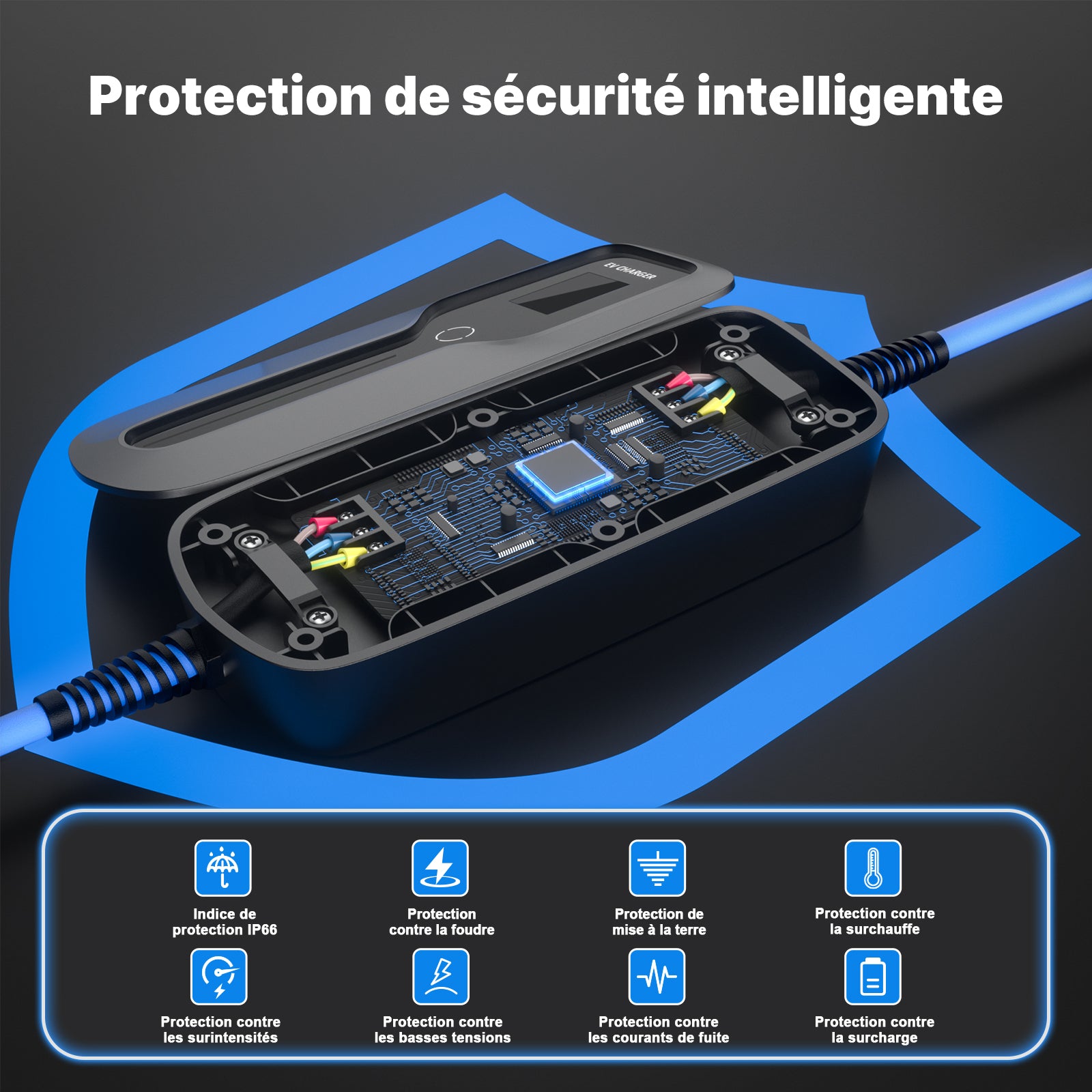 Chargeur EV portable MOREC Type 2 Max 3,6 kW avec prise Schuko - PCD031