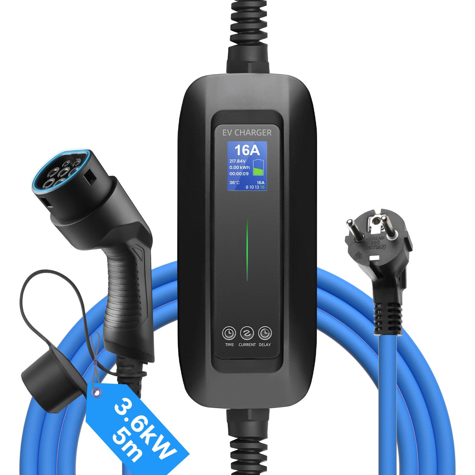Clearance Sale - MOREC Type 2 Max 3.6KW MOREC 10/16A Portable EV Charger with Schuko Plug - PCD032