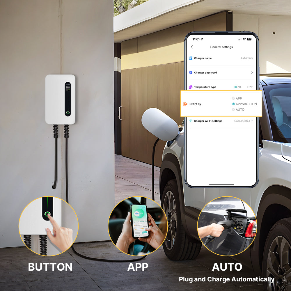 MOREC EV Wallbox Charger with Type 2 Plug 7KW APP Control EV Charging Station - F30APP