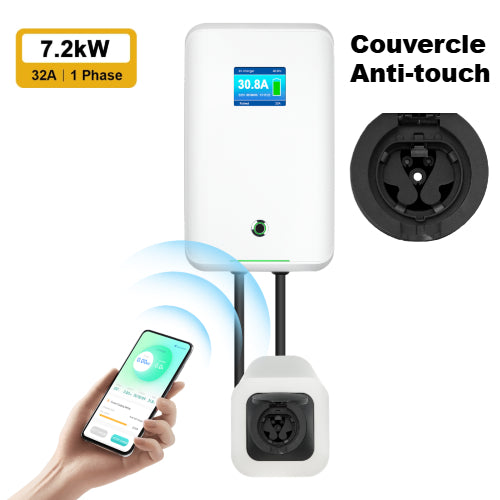 Cargador MOREC EV Wallbox con enchufe tipo 2 Control de aplicación Estación de carga EV de 7KW - MC20AAPP