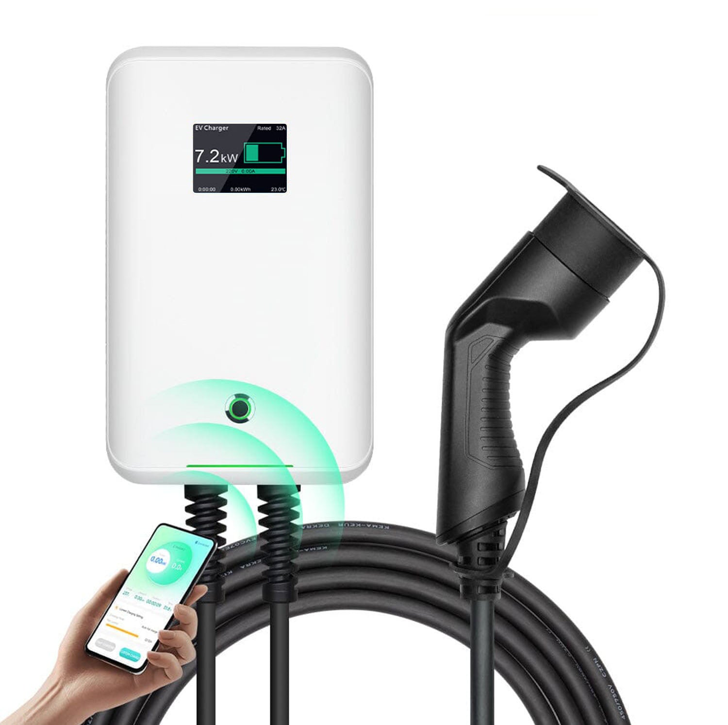 MOREC EV Wallbox Chargeur avec prise de type 2 APP Control 7/11/22KW EV Chargeur - MC20CAPP