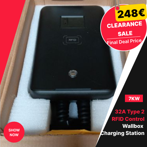 Ausverkauf – RFID-Steuerung MOREC Max 7KW EV Wallbox-Ladegerät mit Typ-2-Stecker – CL2430