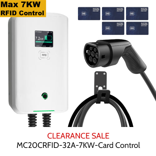 Carregador Wallbox MOREC EV com plugue tipo 2 Controle RFID Estação de carregamento 7KW EV - MC20CRFID