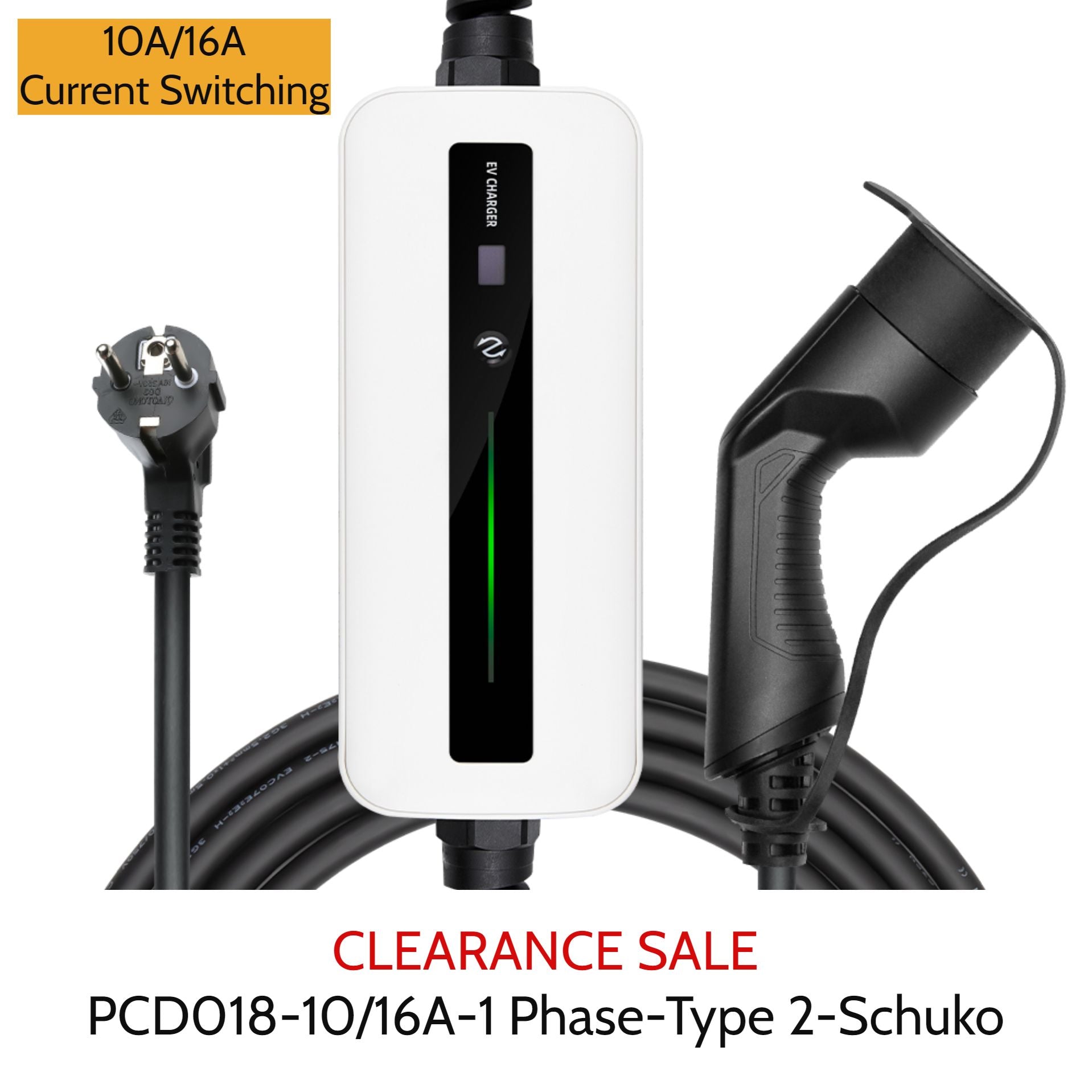 Clearance Sale - Type 2 MOREC 10/16A Portable EV Charger with Schuko Plug - CL2411