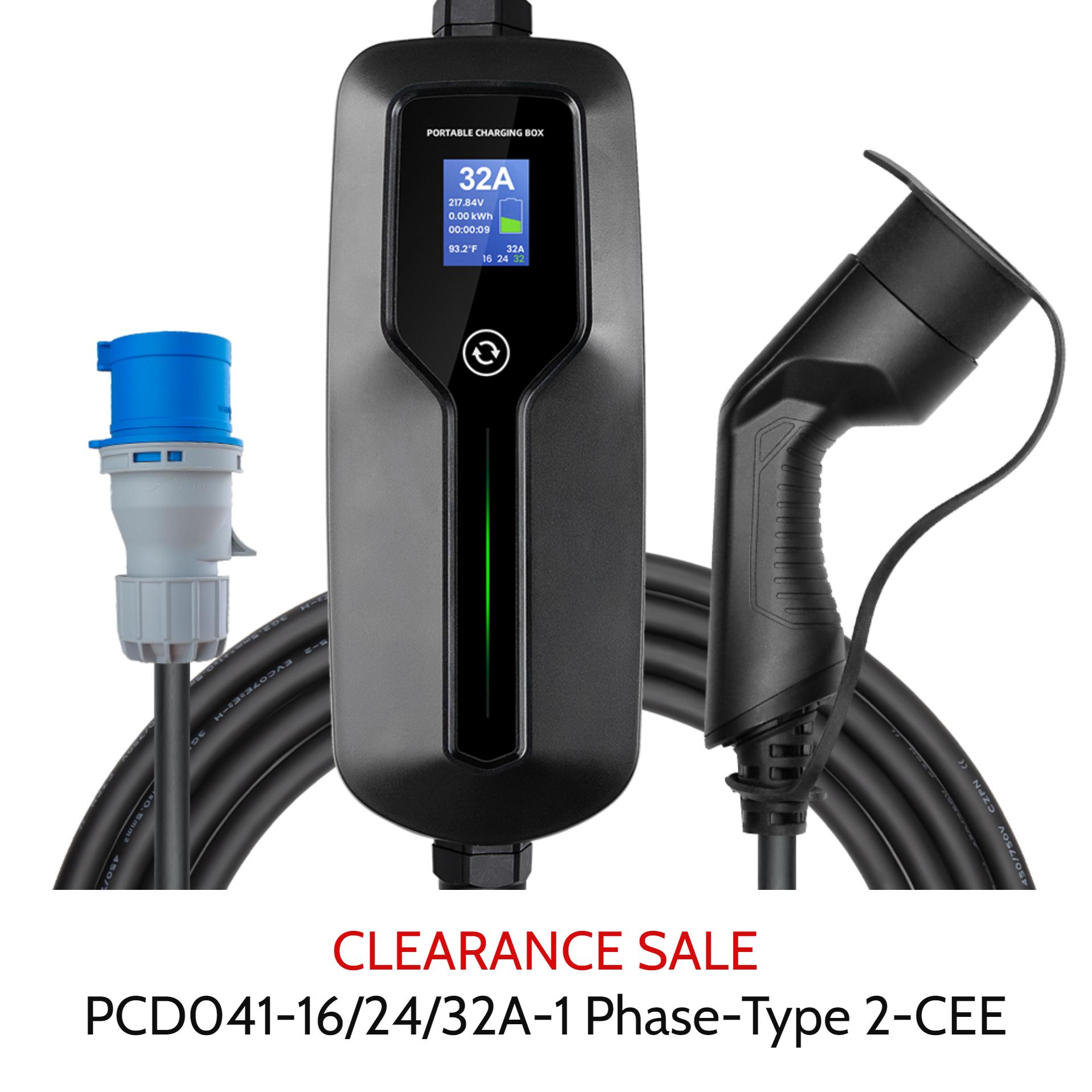Clearance Sale - Type 2 Max 7.2KW MOREC 16/24/32A Portable EV Charger with CEE Plug - CL2412
