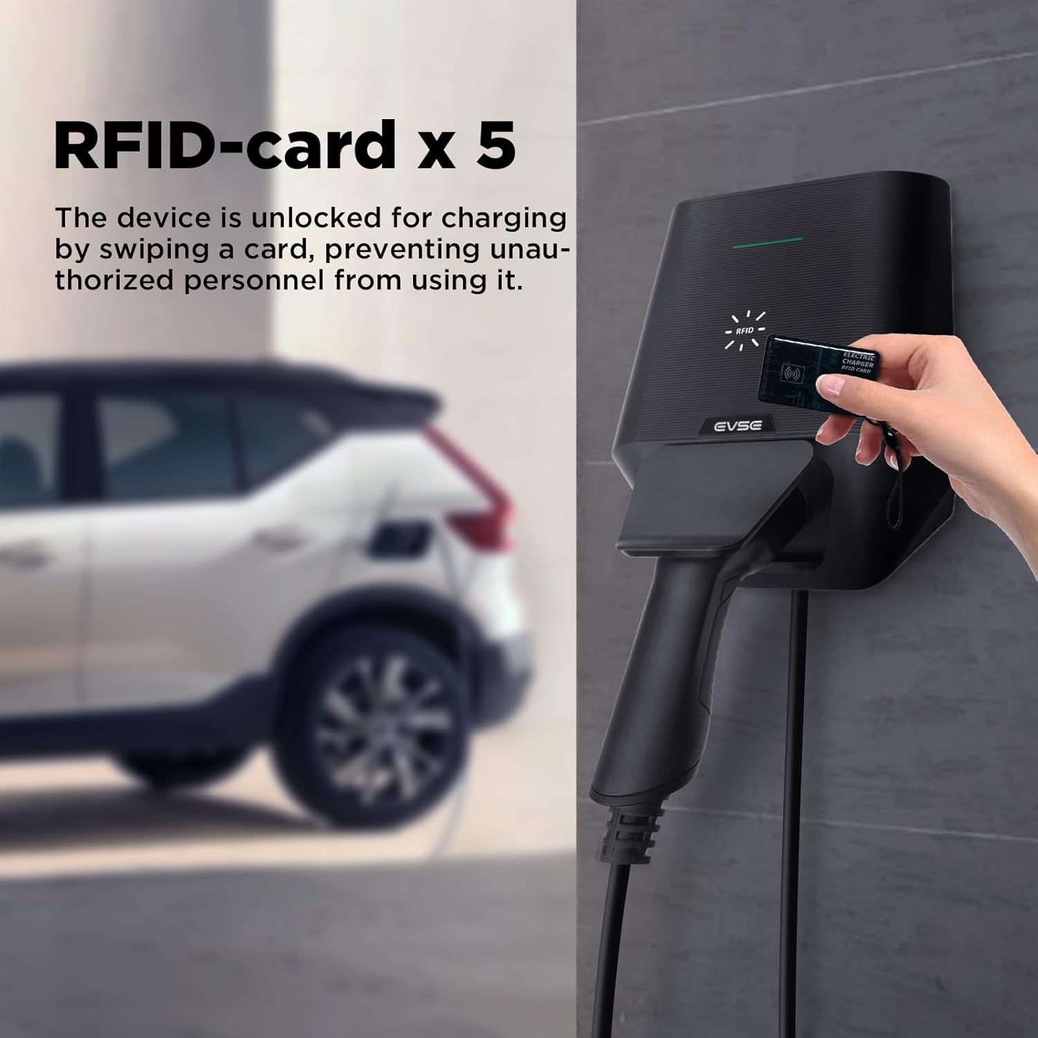 RFID Control Adjustable Current MOREC Max 7KW EV Wallbox Charger with Type 2 Socket - LX30RFID