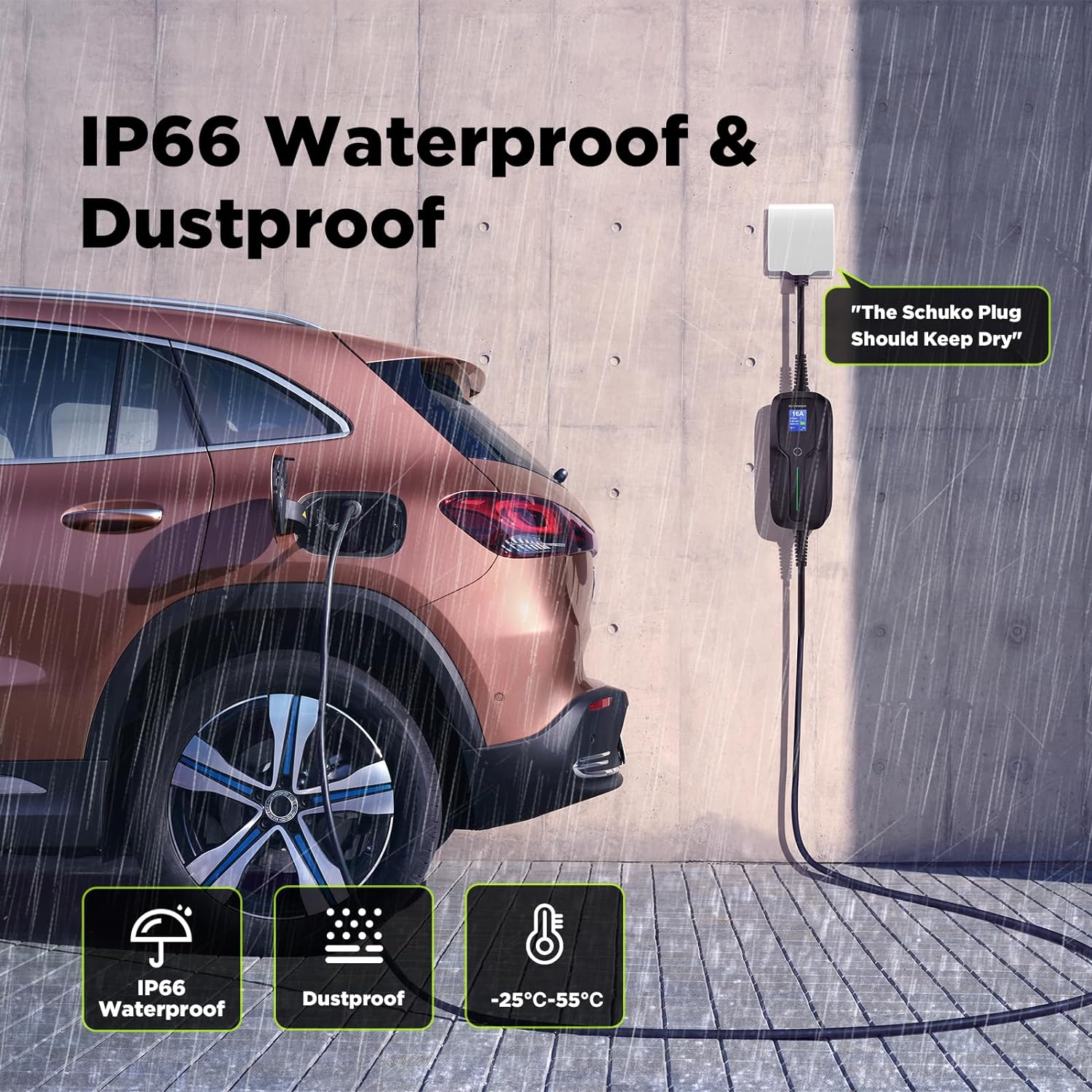 Chargeur EV portable MOREC Type 2 Max 3,6 kW avec prise Schuko - PCD031