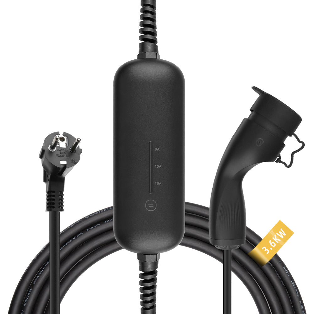 Chargeur EV portable intelligent MOREC Type 2 Max 3,6 kW de 5 mètres avec prise Schuko - PCD017