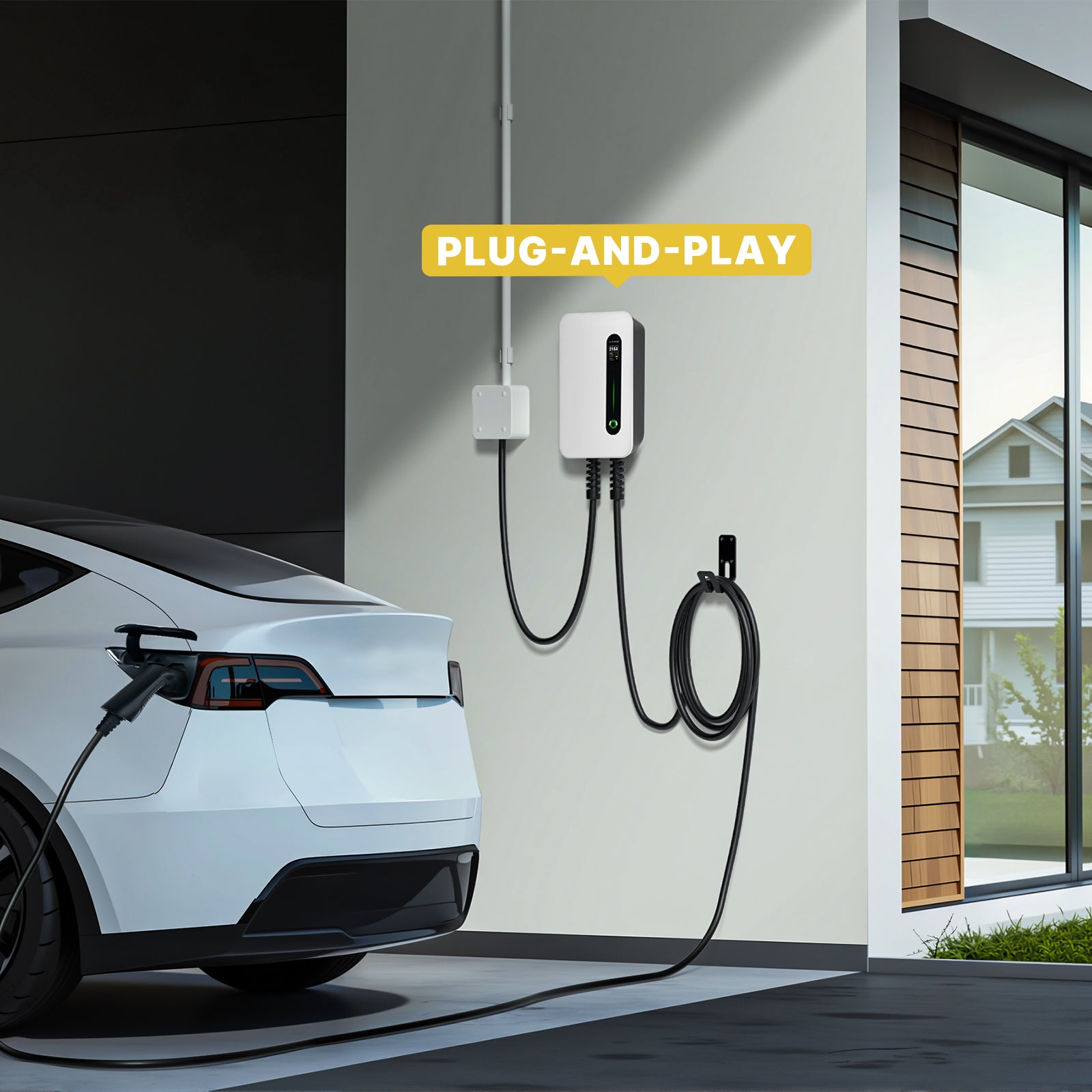 MOREC EV Wallbox Charger with Type 2 Plug 7KW EV Charging Station with LCD Display - F30