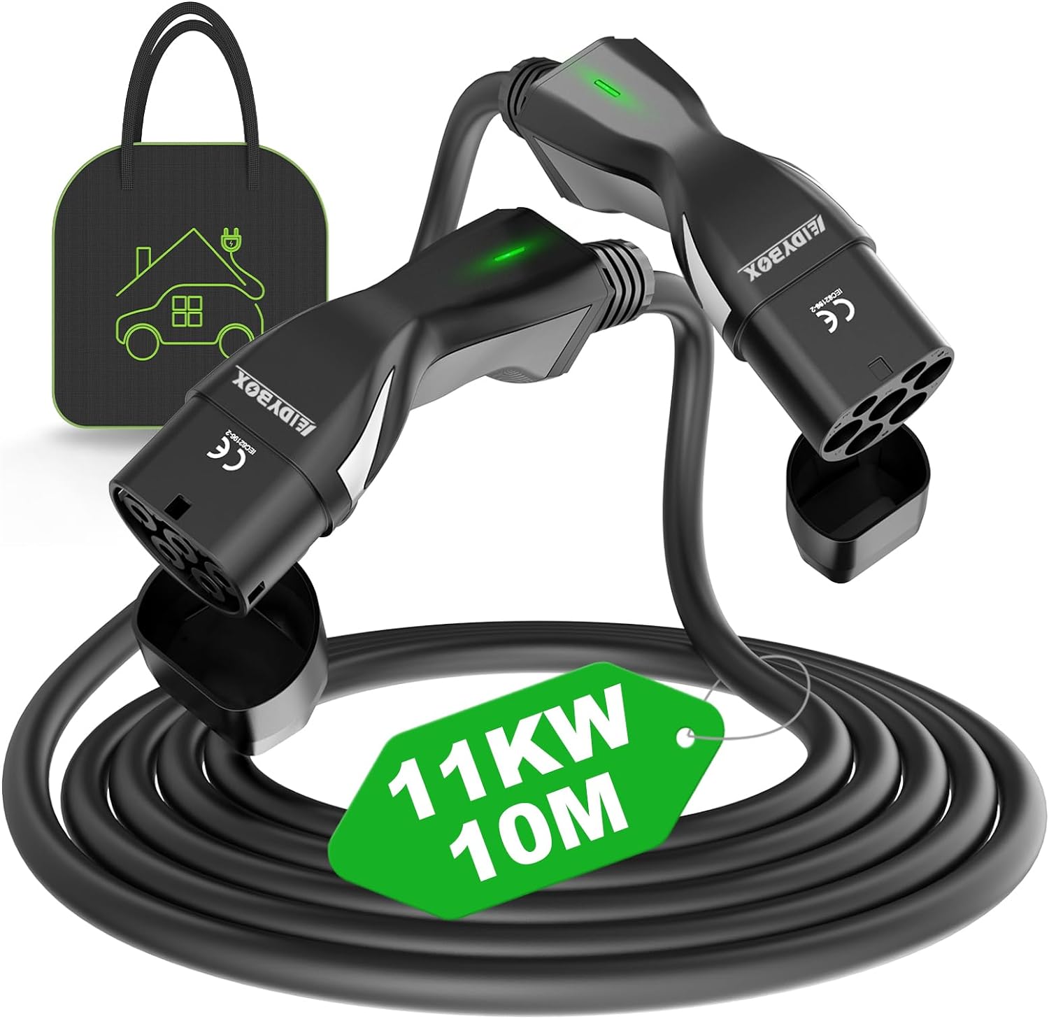 تخفيضات التخليص - كابل شحن 11KW 16A ثلاثي الطور من النوع 2 EV بطول 10 متر للمركبات الكهربائية & PHEVs