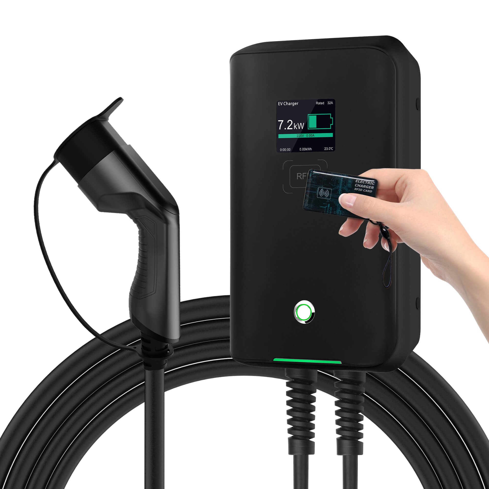 MOREC EV Wallbox Charger with Type 2 Plug RFID Control 7KW EV Charging Station - MC20CRFID