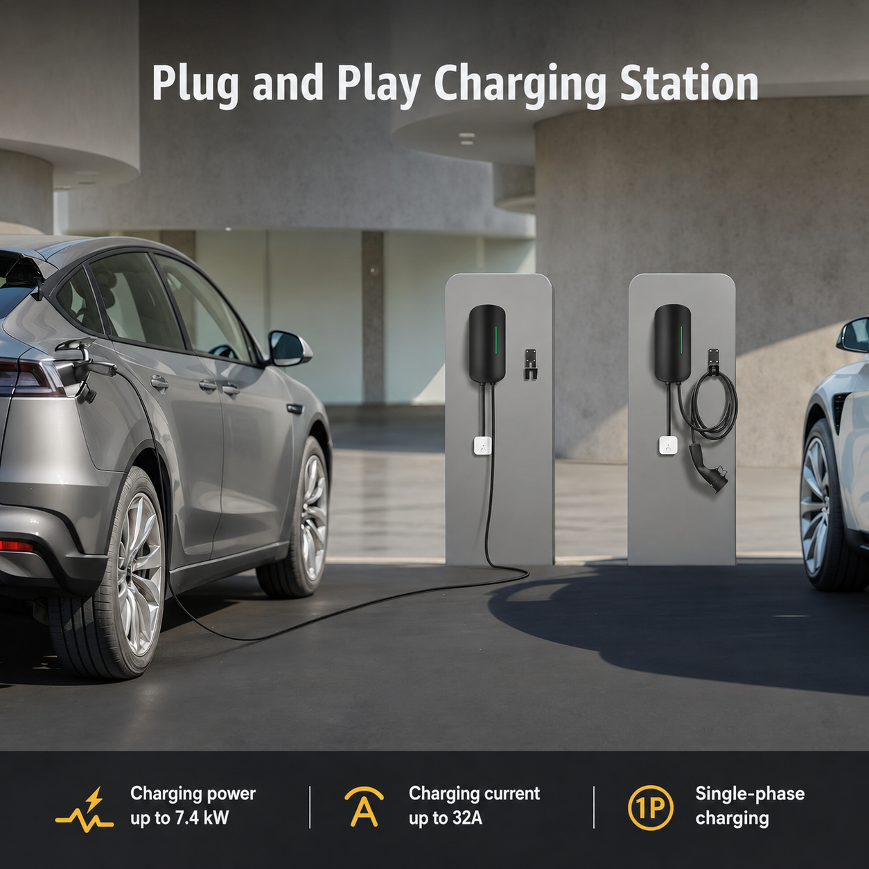 Morec 3.6/7KW Plug-and-play EV Wallbox Charger With Type 2 Plug for EV & PHEV- YM30