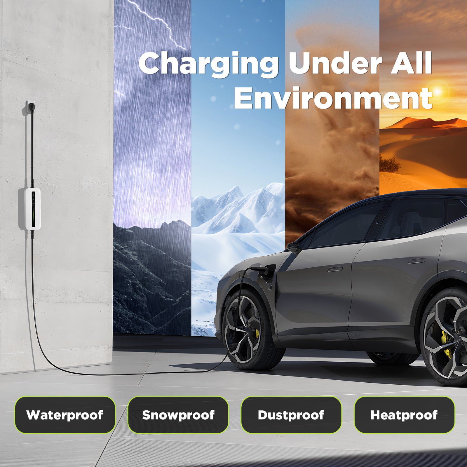 Morec 3kW EV Charger Type 2 to 3 Pin Plug 5/10M Home Charger Cable for EV&PHEV - UK