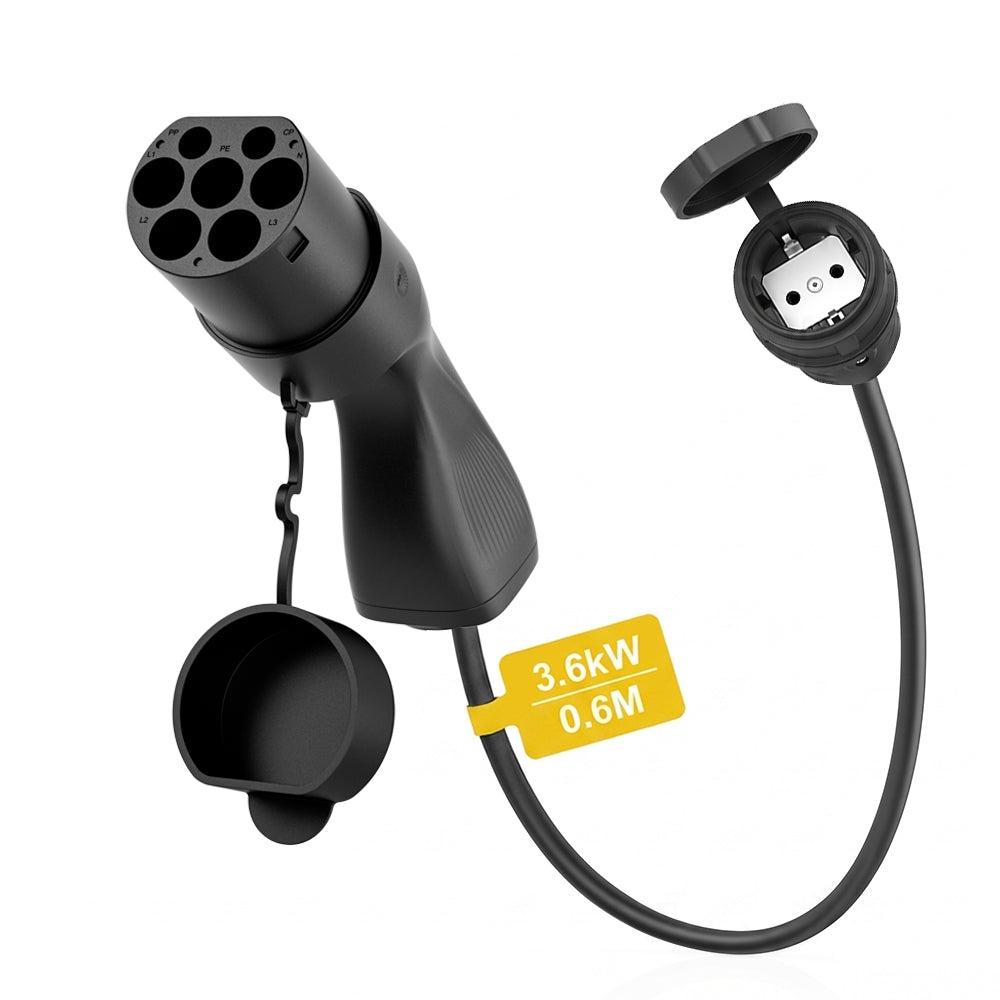 Morec Type 2 to Schuko Adapter 16A 0.6M for Electric Bikes, Scooters, Motorcycles - T2MS