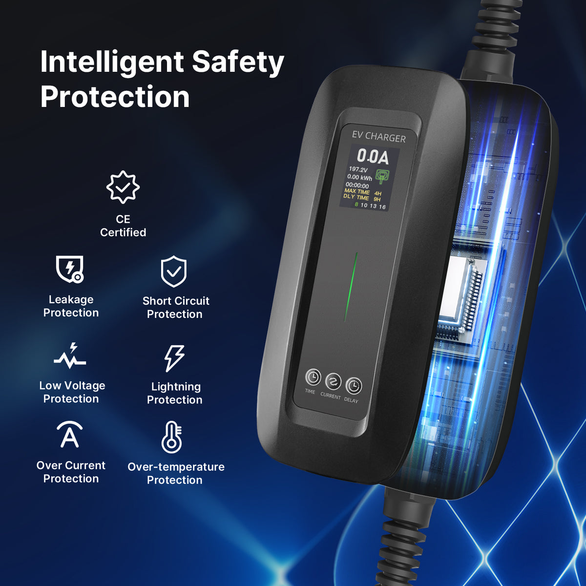 MOREC Type 2 Portable EV Charger with Schuko Plug Delay & Timer Function Available - PCD032