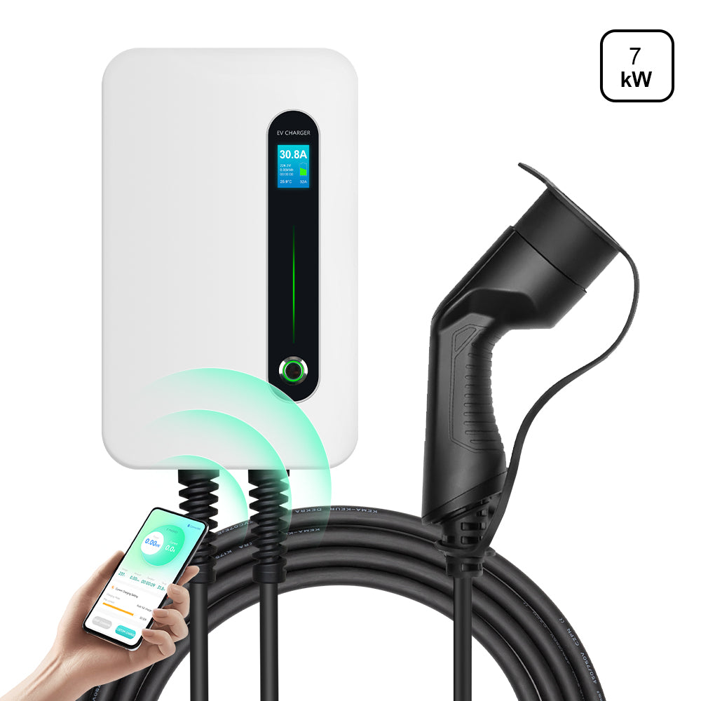 MOREC EV Wallbox Charger with Type 2 Plug 7KW APP Control EV Charging Station - F30APP
