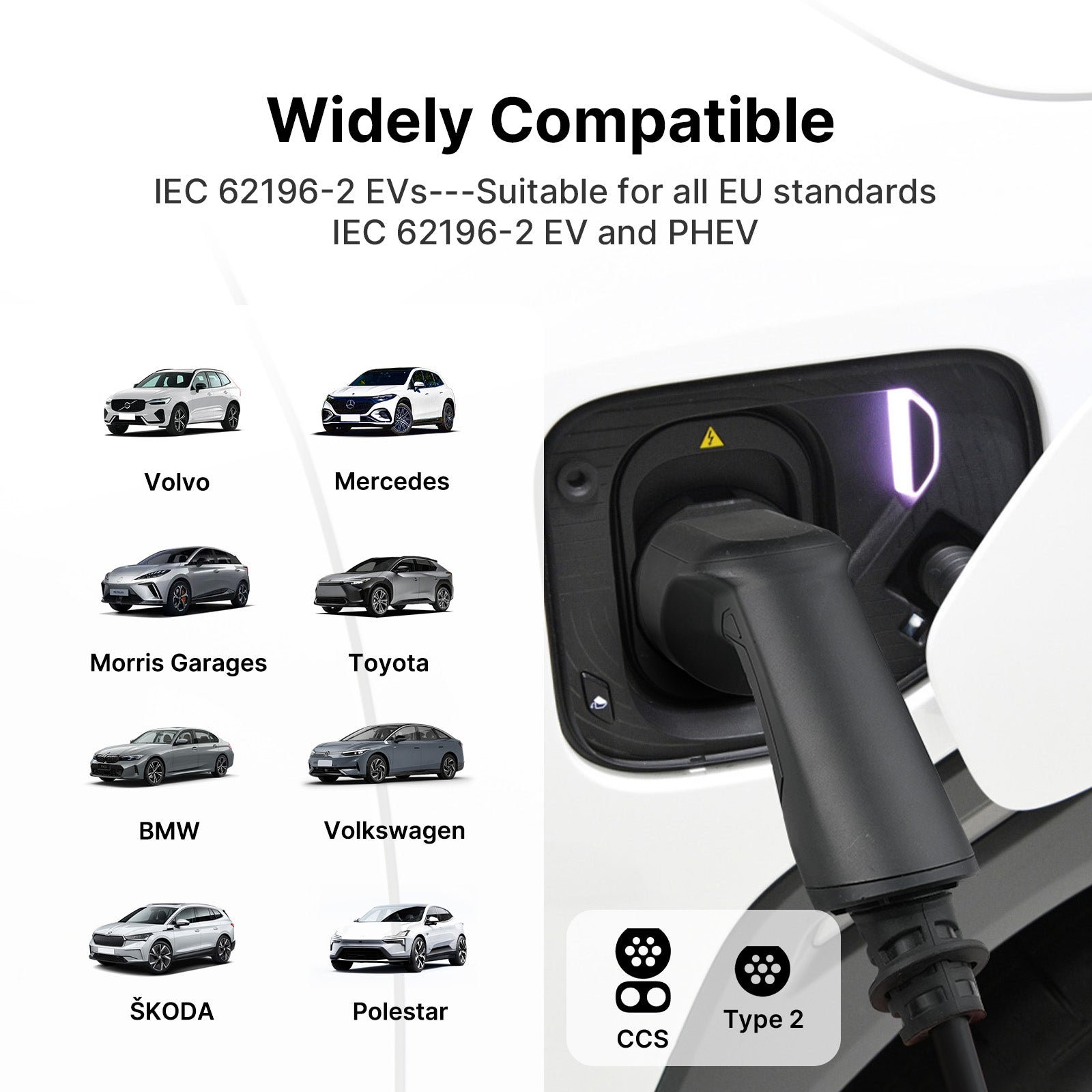 MOREC Tipo 2 Max 7.2KW Cargador EV portátil Solución de carga eléctrica rápida con enchufe CEE - PCD041