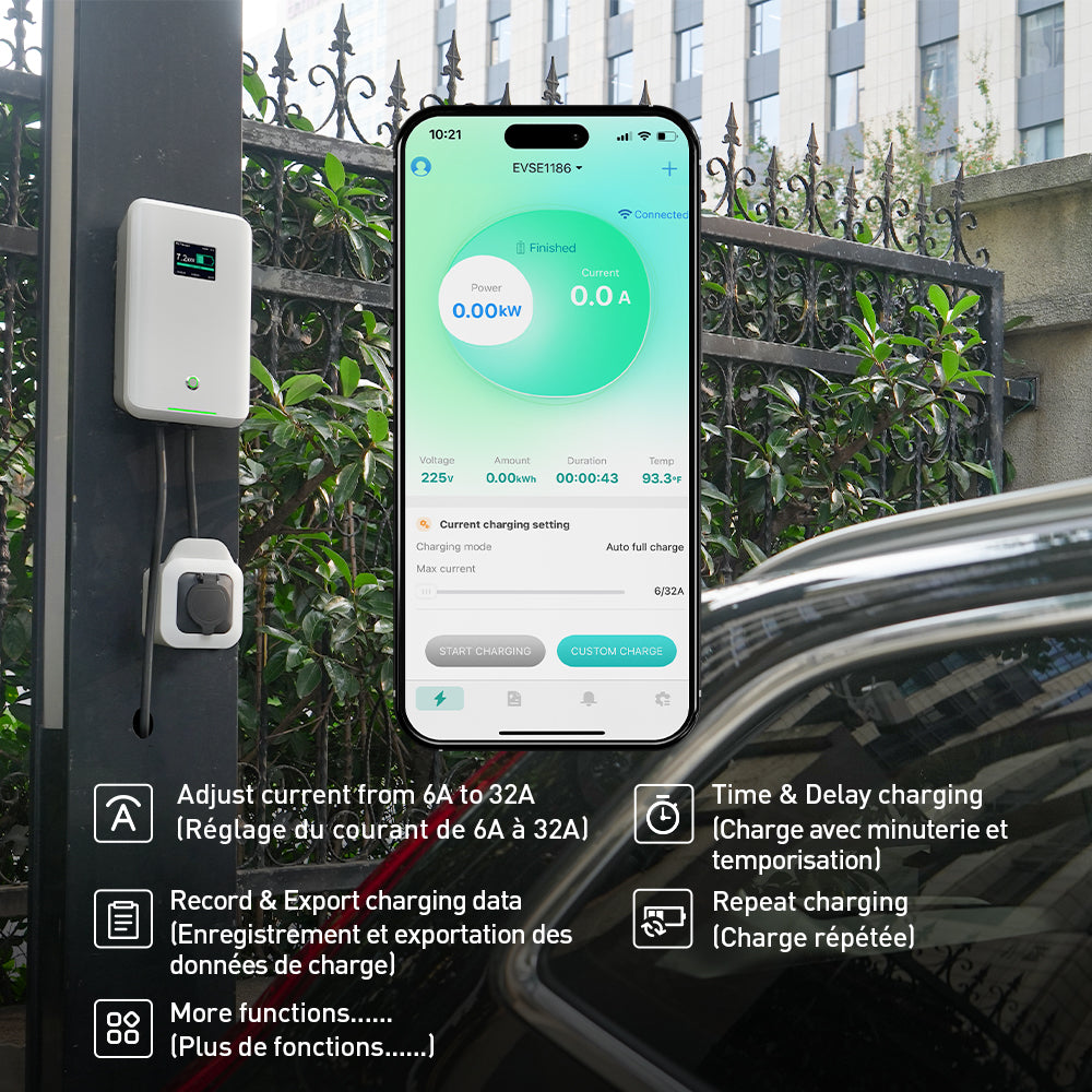 MOREC 7KW APP-controlled Wallbox Charger with Type 2 Socket With ANTI-TOUCH Shutter - MC20AAPP