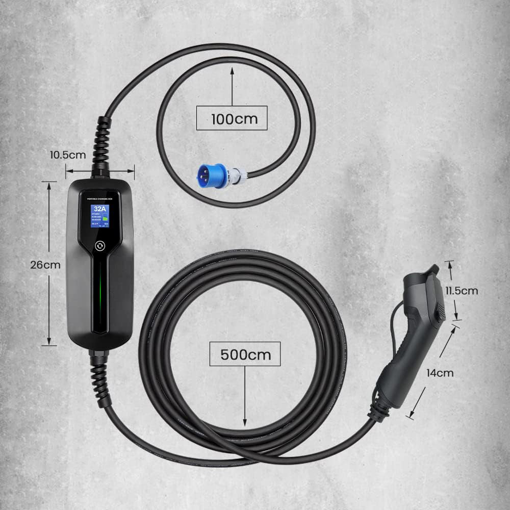 Ausverkauf – Typ 2 Max 7,2 kW MOREC 16/24/32 A tragbares EV-Ladegerät mit CEE-Stecker – CL2412