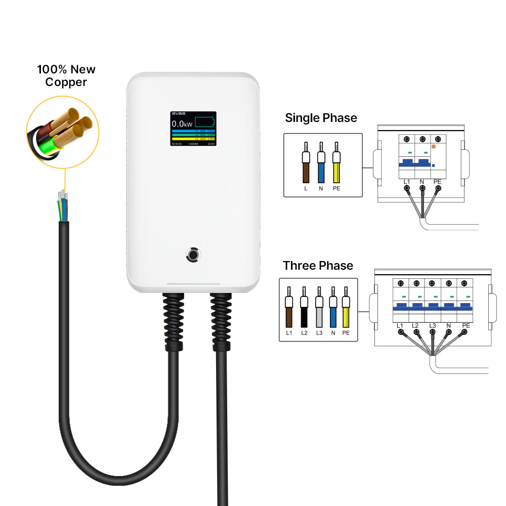 MOREC EV Wallbox Charger with Type 2 Plug APP Control 7/11/22KW EV Charger - MC20CAPP