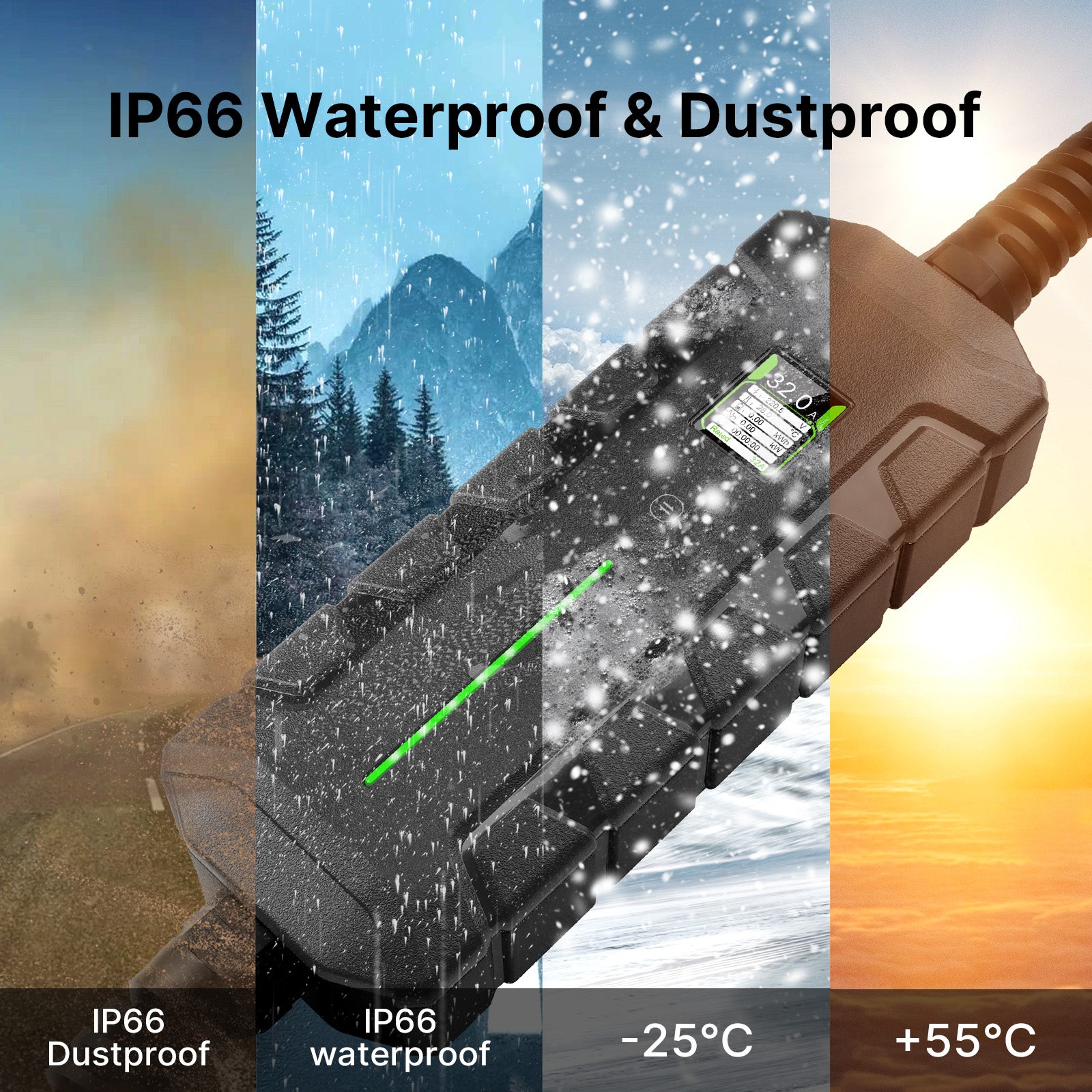 Morec 7.4kW EV Charger 16/24/32A Type 2 Cable to CEE Plug with Storage Bag + Bracket for EV & PHEV - UK