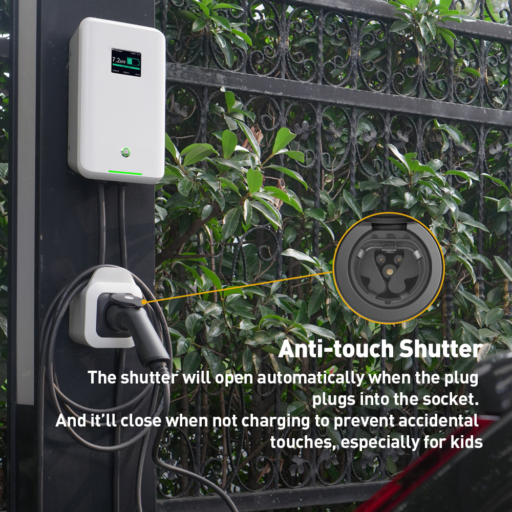 MOREC 7KW APP-controlled Wallbox Charger with Type 2 Socket With ANTI-TOUCH Shutter - MC20AAPP