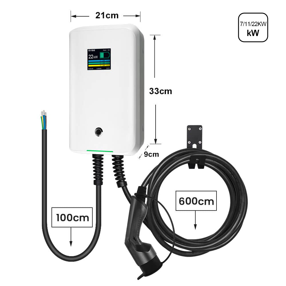 MOREC EV Wallbox Chargeur avec prise de type 2 Station de recharge EV 7/11/22KW - MC20C