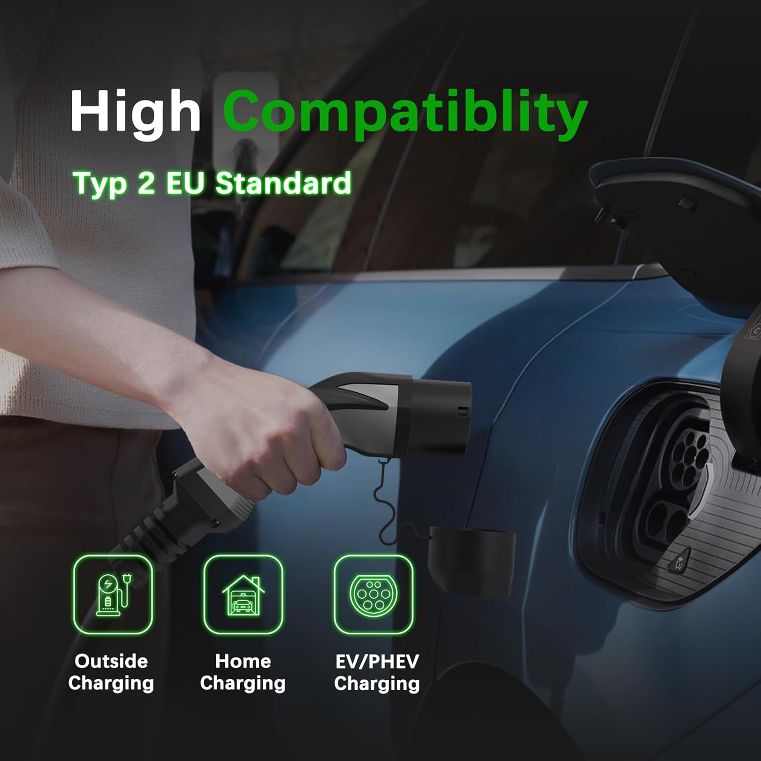 MOREC Type2 22KW Three Phase EV Charging Cable 10 Meter