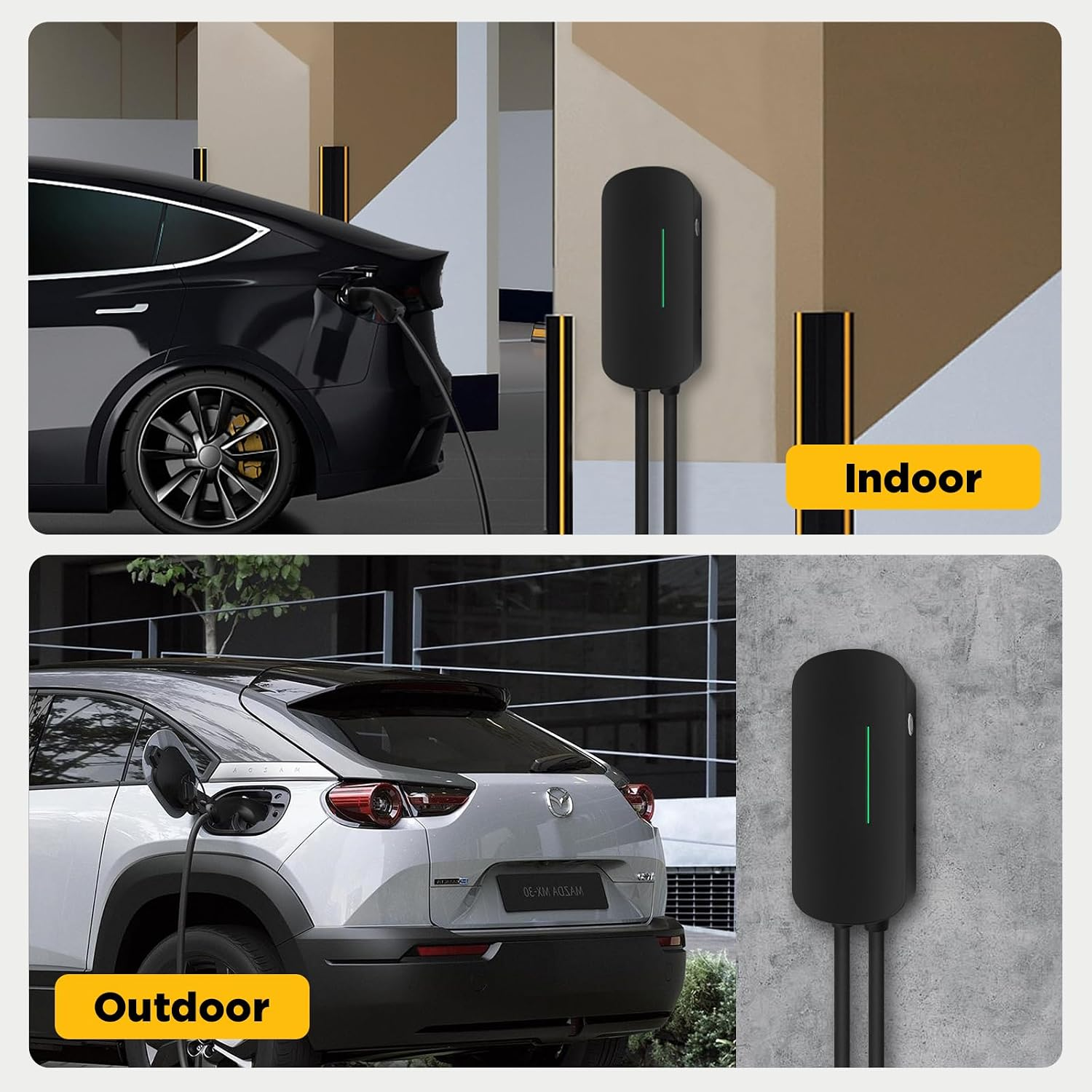 Morec 3.6/7KW  Plug-and-play EV Wallbox Charger  With Type 2 Plug for EV & PHEV- YM30