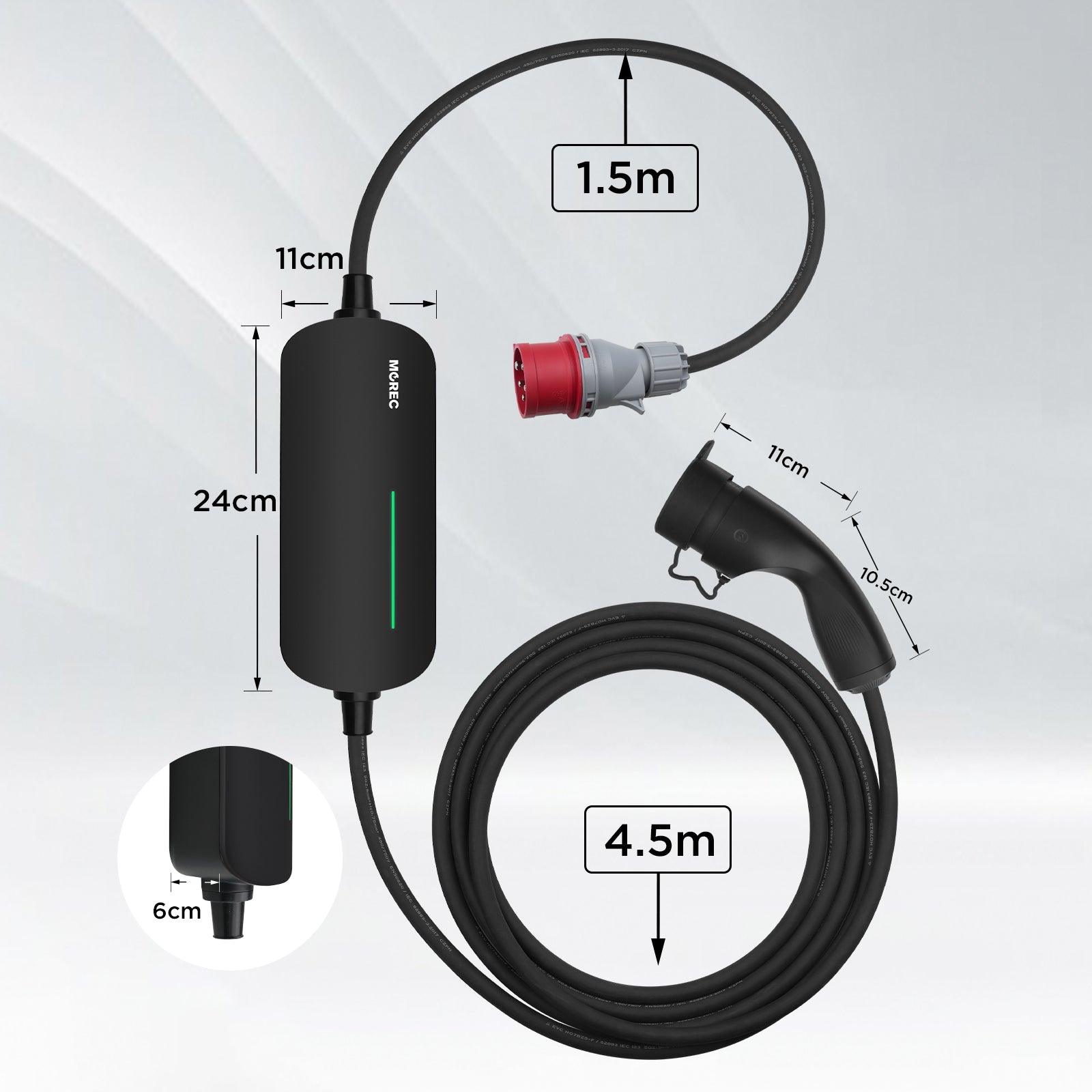 Clearance Sale - 11KW 6/8/10/13/16A Three-phase Portable EV Charger With CEE Plug - YM060