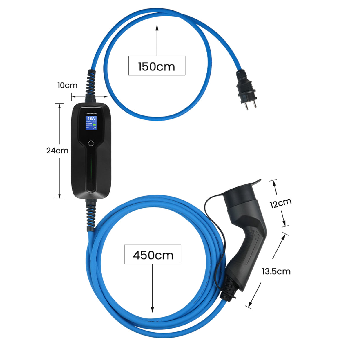 Clearance Sale - MOREC Type 2 Max 3.6KW MOREC 6/10/16A Portable EV Charger with Schuko Plug - PCD031