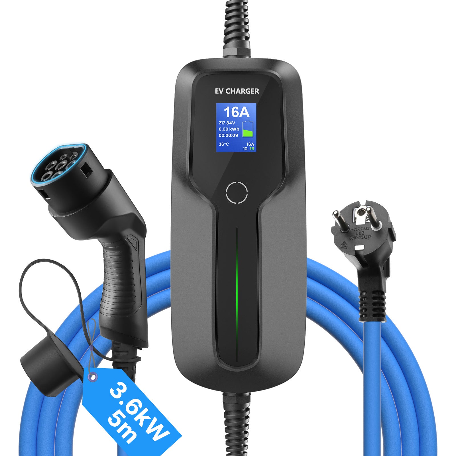 Chargeur EV portable MOREC Type 2 Max 3,6 kW avec prise Schuko - PCD031