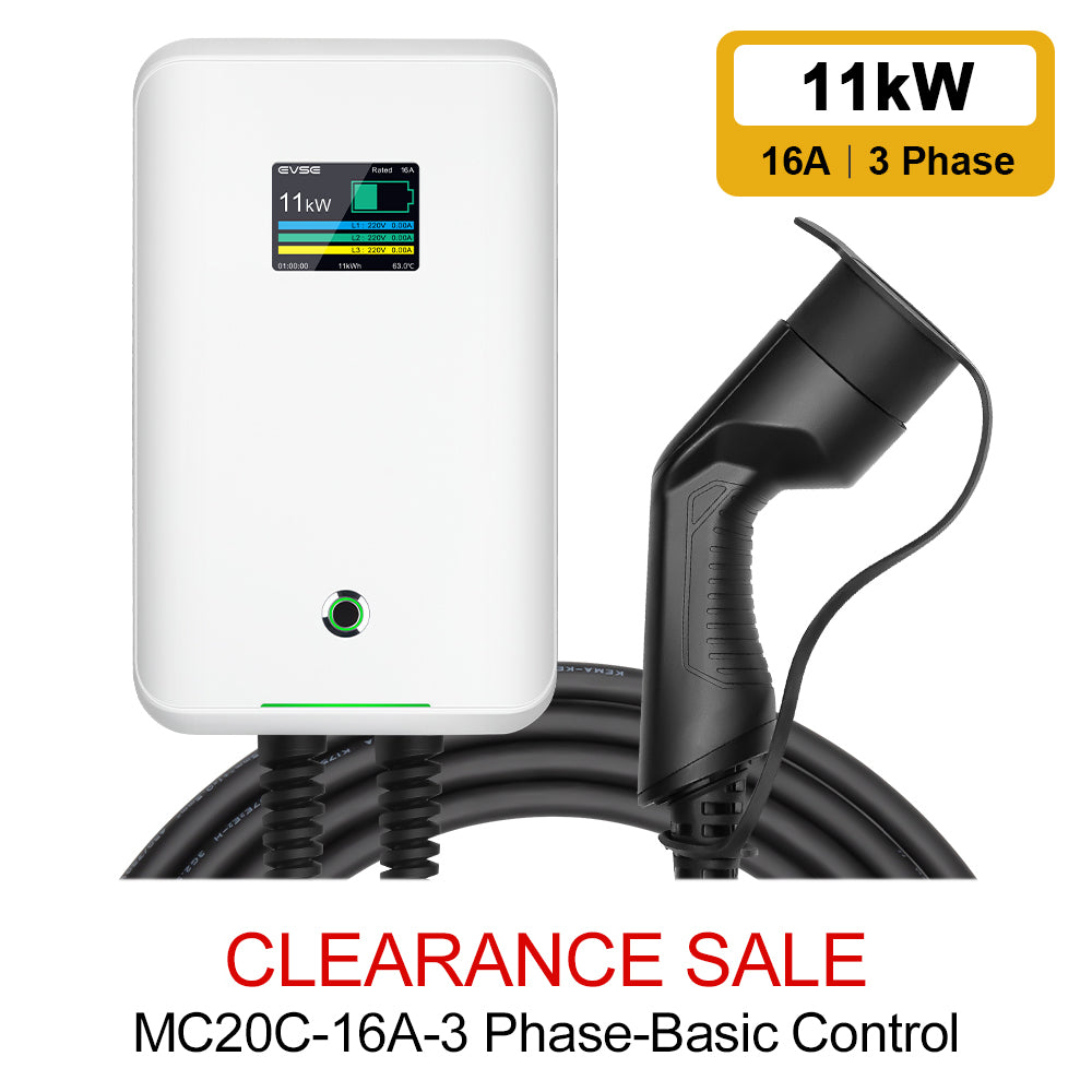 Freigabeverkauf - Morec Max 11/22 kW EV Wallbox Ladegerät mit Typ 2 Plug -Basic -Steuerung