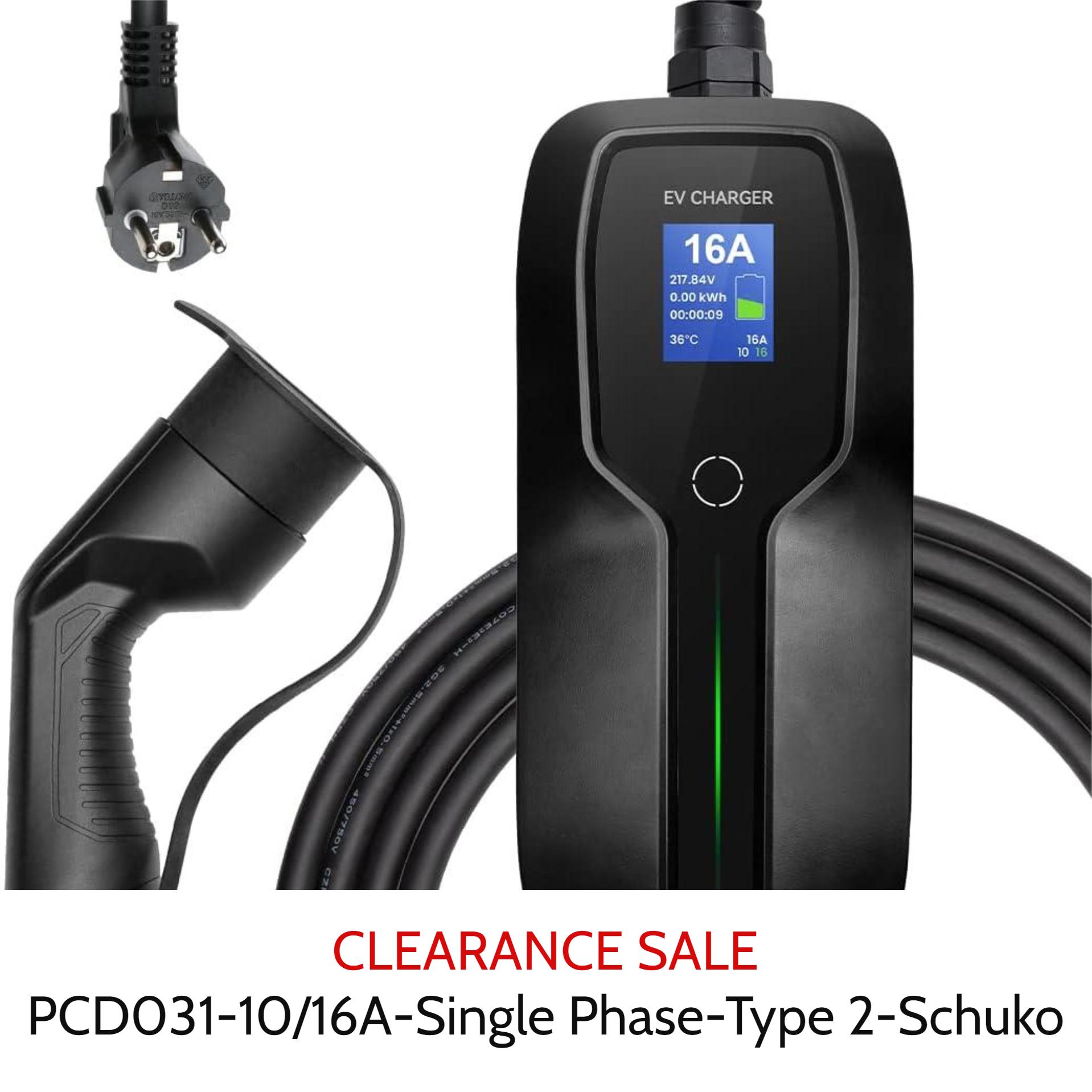 Vente de liquidation - Chargeur EV portable MOREC 10/16A de 6 mètres avec prise Schuko de type 2 - CL2414