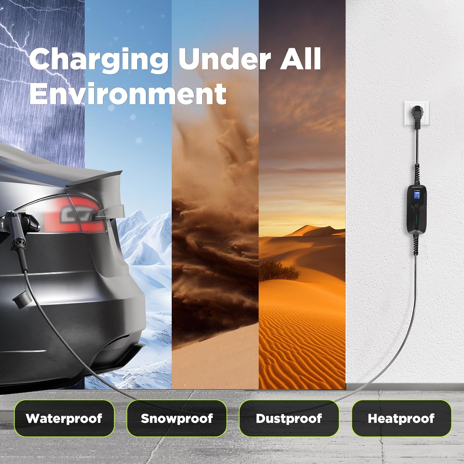 Clearance Sale - 6 Meter MOREC 10/16A Portable EV Charger with Type 2 Schuko Plug - CL2414