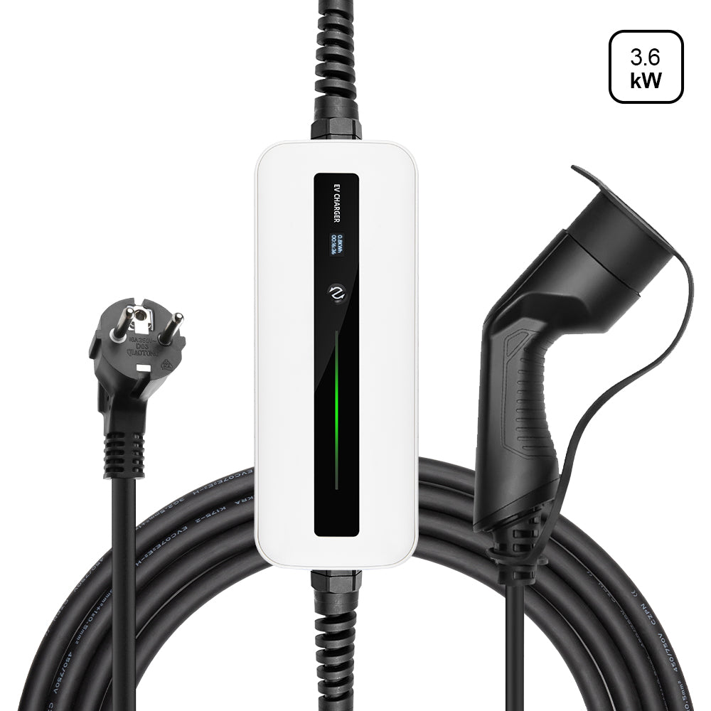 MOREC Type 2 Max 3.6KW Smart Portable EV Charger with Schuko Plug - PCD018T2